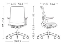 Medidas de la silla A+S Work de Actiu con asiento de espuma tapizada