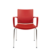 Silla Atenea roja de frente con brazos Dile Office