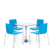 Silla Atenea azul en mesa Dile Office 