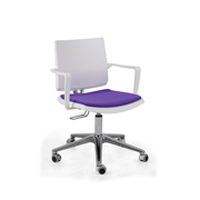 Silla Atenea Dile Office para oficina con ruedas y asiento tapizado en violeta