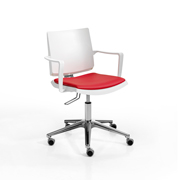 Silla Atenea Dile Office para oficina con ruedas y asiento tapizado en rojo