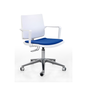 Silla Atenea Dile Office para oficina con ruedas y asiento tapizado en azul