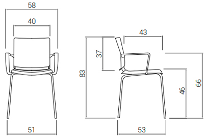 Medidas de la silla Atenea de Dile Office confidente