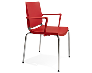 Silla de oficina con base de cuatro ruedas confidente y brazos en color rojo Atenea de Dile Office