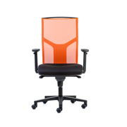 Silla negra con respaldo ergonómica naranja