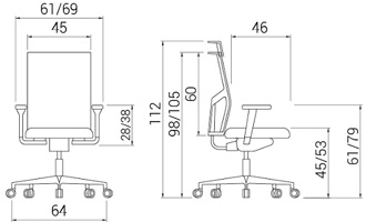 Medidas de la silla Atika de Dile Office con respaldo alto