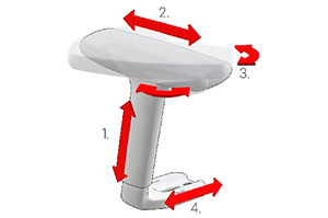 Brazos 4D para silla ergonómica de oficina Atika