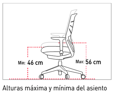 Altura máxima y mínima regulables para la silla eFit