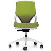 Silla de oficina juvenil eFit Actiu con estructura de poliamida blanca y respaldo y asiento tapizados en color verde