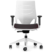 Silla de oficina juvenil eFit Actiu en poliamida blanca y asiento tapizado en negro