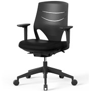Silla de oficina de diseo eFit Actiu con respaldo ergonómico de poliamida negra y asiento tapizado en color negro en stock para envío rápido