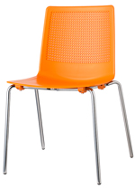 Silla Feel con patas y estructura cromada y carcasa naranja