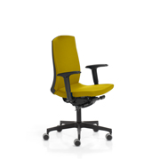 Silla Flexa de Dile Office tapizada en amarillo mostaza