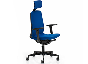 Silla de oficina con ruedas y reposacabezas en color azul Flexa de Dile Office