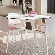 Silla de oficina confidente Fluit de Actiu en color blanco con asiento tapizado rosa