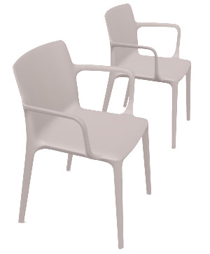 Silla de diseño Fluit de Actiu con brazos en color gris