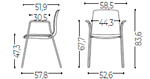 Medidas de la silla confidente de diseño para oficina Noom 50 Actiu con 4 patas metálicas
