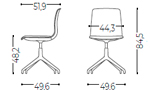 Medidas de la silla confidente de diseño para oficina Noom 50 Actiu con base de 4 radios fija giratroia autoretorno