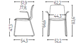 Medidas de la silla confidente de diseño para oficina Noom 50 Actiu con patín sin brazos