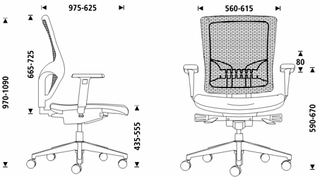 Medidas de la silla de oficina Rocada RD-937