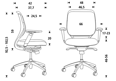 Medidas del sillón de dirección Rocada RD-997V15