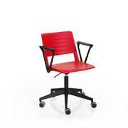 Silla Reload de Dile Office con base de ruedas y brazos en negro y carcasa en rojo