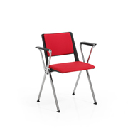 Silla Reload de Dile Office confidente con bae cromada y tapizada en rojo