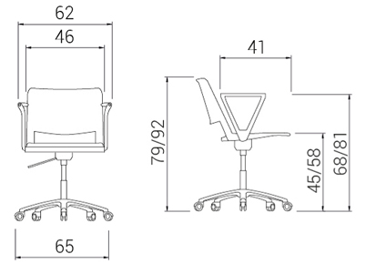 Medidas de la silla barata Reload de Dile Office con ruedas