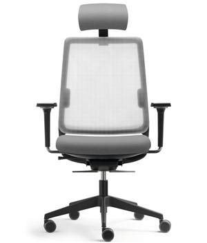 Silla de oficina con ruedas y respaldo de diseño de malla ergonómica con asiento tapizado en color gris claro Sense de Forma 5