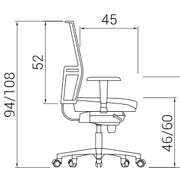 Medidas de la silla Signo Pro con respaldo de malla ergonómica disponible para envío 24 horas tapizada en negro