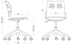 Medidas de la silla Spacio ruedas para oficina Spacio de Actiu