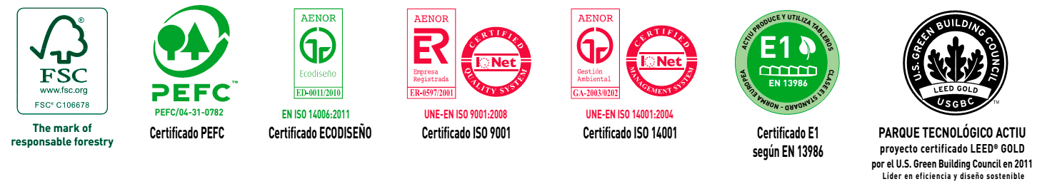 Sellos de certificación ecológica de la silla Trim de Actiu