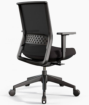 Silla de oficina con respaldo de malla transpirable y ergonómica negra y asiento tapizado en tela negra para envío rápido Stay Actiu