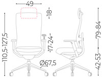 Medidas de la silla TNK Flex de Actiu con asiento de tejido técnico ergonómico