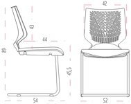 Medidas de la silla Tnkid confidente con cuatro patas de Actiu