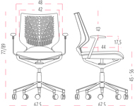 Medidas de la silla Tnkid con ruedas y elevación a gas de Actiu