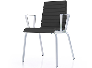 Silla de oficina giratoria o confidente Top de Dile Office con respaldo de madera y elastómetro negro