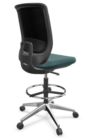 Silla de oficina con asiento tapizado y respaldo con tejido técnico de malla transpirable Trim Actiu