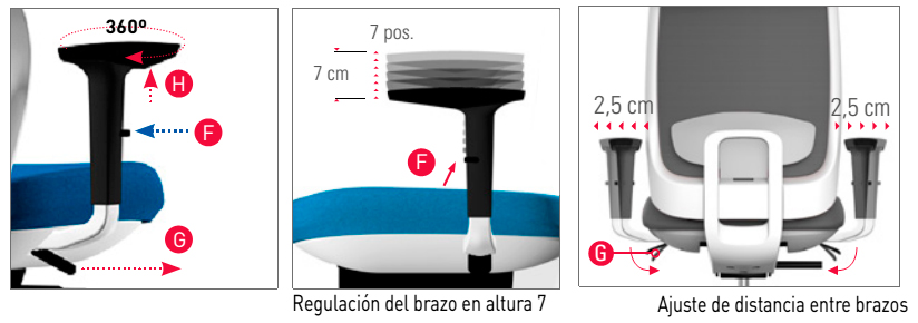 Brazos de aluminio silla Trim