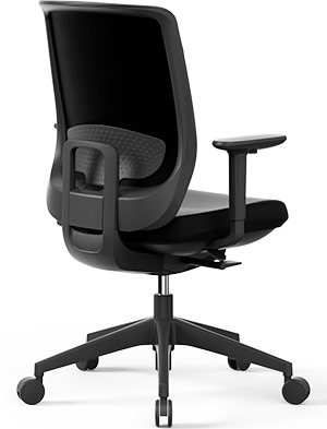 Silla de oficina con asiento y respaldo elevable tapizados en negro Trim Actiu disponible en stock para envío inmediato