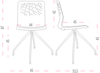 Medidas de la silla Urban giratoria con cuatro patas de Actiu