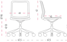 Medidas de la silla Urban de oficina con ruedas de Actiu