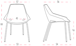 Medidas de la silla Viva confidente con cuatro patas de Actiu