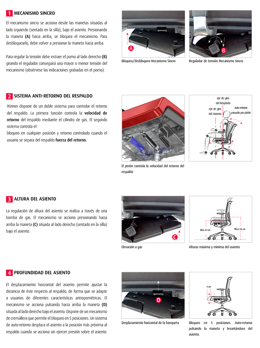 Características y accesorios de la silla Winner de Actiu