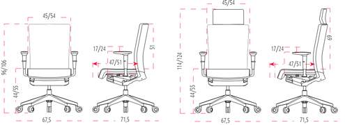 Medidas de la silla Winner Serie 20 de Actiu