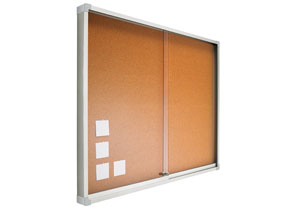 Vitrina de corcho con puerta corredera horizontal