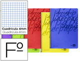Cuadernos de espiral con tapas de plástico tamaño folio con 80 hojas de 60 gramos y cuadrícula de 4 milímetros