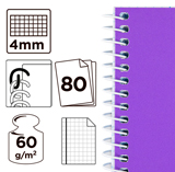 Cuadernos de espiral Liderpapel DIN-A5+ BC01 espiral 80 hojas de 60 gramos y cuadrícula de 4 milímetros
