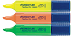 Marcadores subrayadores fluorescentes Stabilo Boss en caja de 10 en colores amarillo, naranja y verde