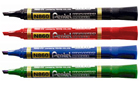 Rotuladores permanentes de punta biselada Pentel N850 en caja de 12 en colores azul, rojo, negro y verde